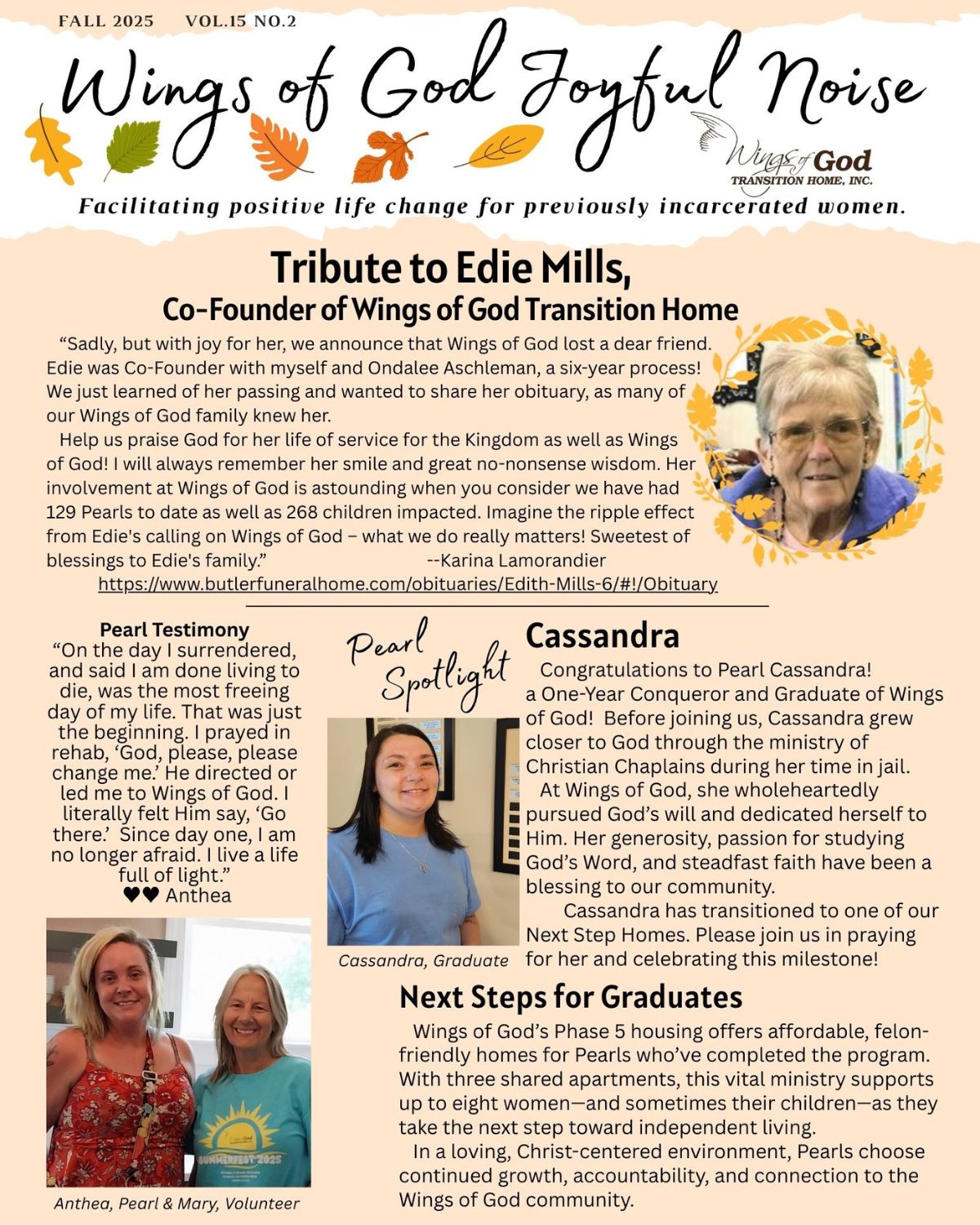 Wings of God Transition Home 2025 Spring Newsletter Cover & Link