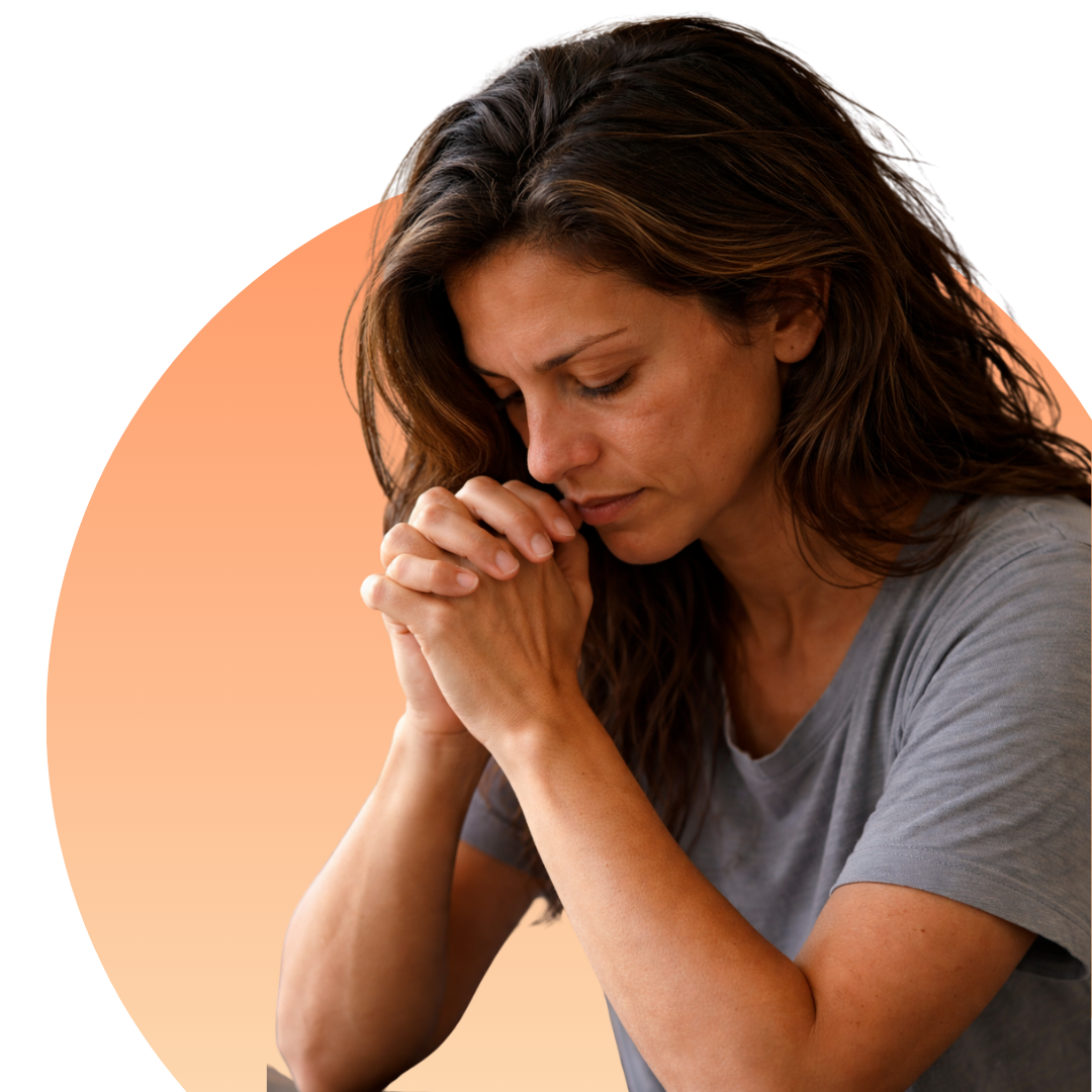 A woman in prayer for help.