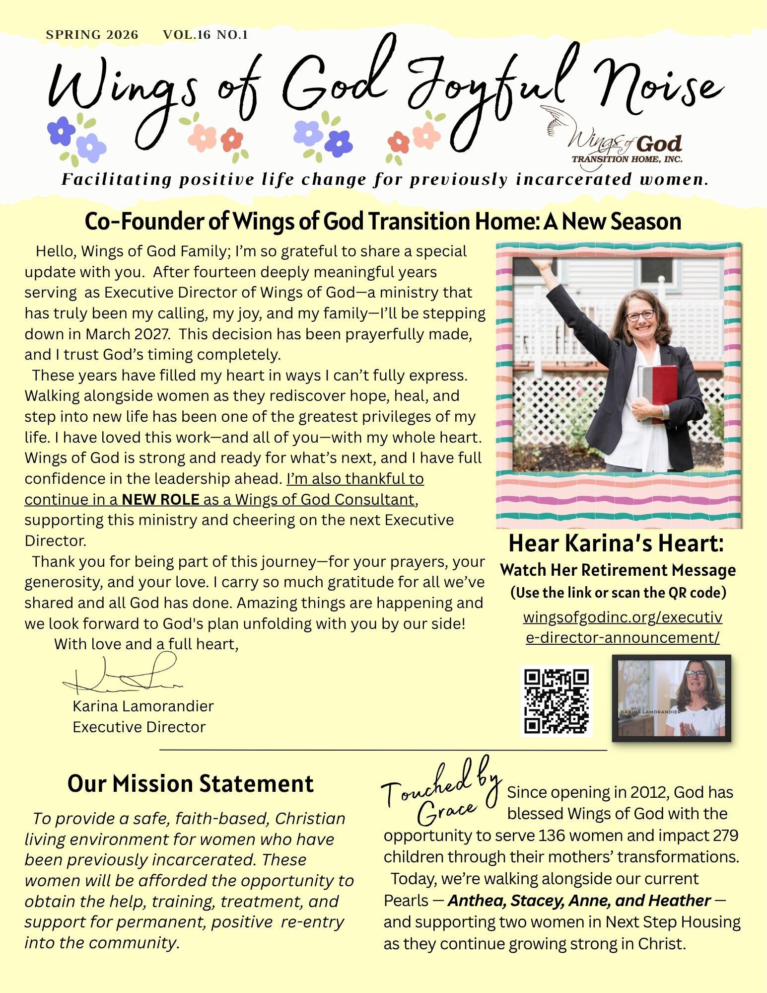 Wings of God 2026 Spring Newsletter Page 1